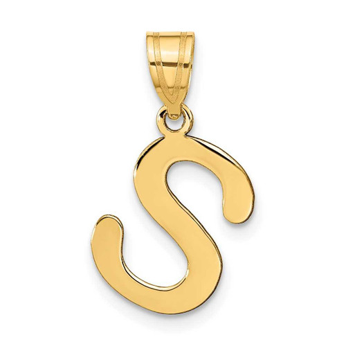Image of 14K Yellow Gold Polished Bubble Letter S Initial Pendant