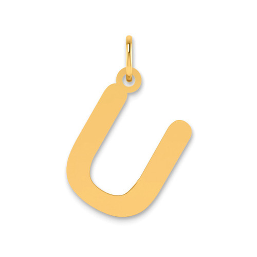 Image of 14K Yellow Gold Polished Bubble Letter U Initial Pendant