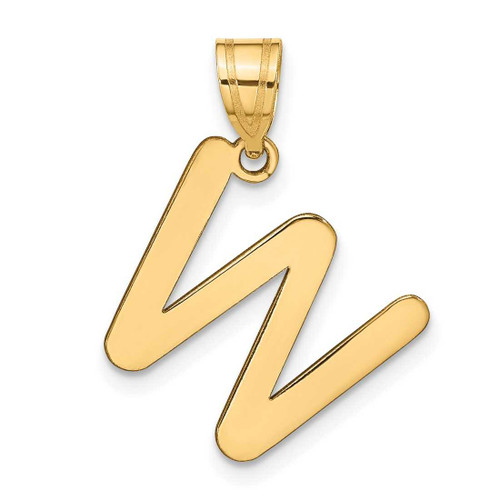 Image of 14K Yellow Gold Polished Bubble Letter W Initial Pendant