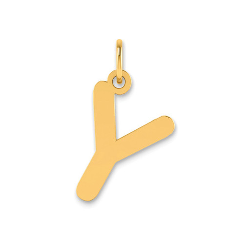 Image of 14K Yellow Gold Polished Bubble Letter Y Initial Pendant