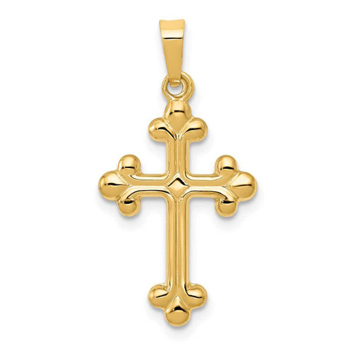 Image of 14K Yellow Gold Polished Budded Cross Pendant XR1600