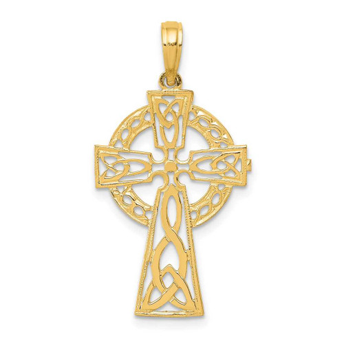 Image of 14K Yellow Gold Polished Celtic Cross Pendant D4446