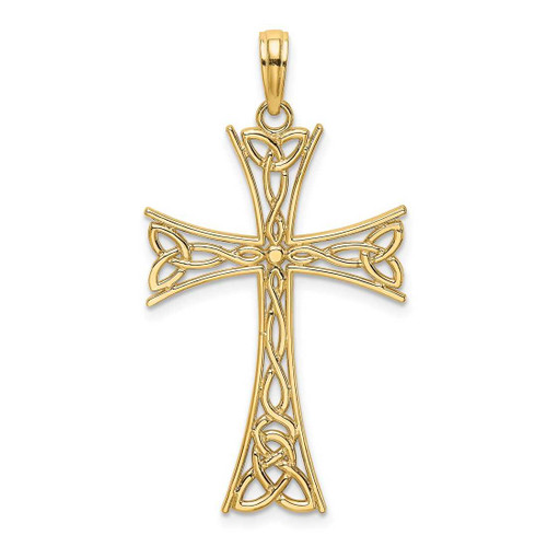 Image of 14K Yellow Gold Polished Celtic Knot Cross Pendant