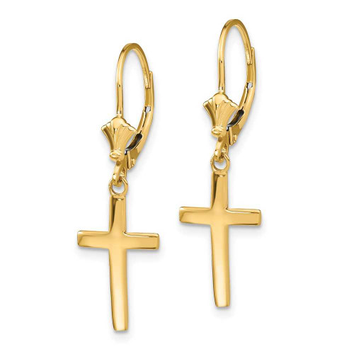 Image of 33.22mm 14K Yellow Gold Polished Cross Leverback Earrings TF1776