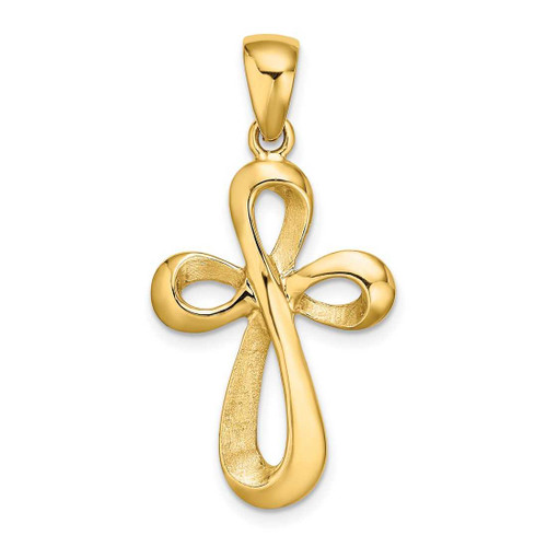 Image of 14K Yellow Gold Polished Cross Pendant D1619