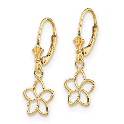 Image of 28mm 14K Yellow Gold Polished Cut Out Flower Leverback Earrings