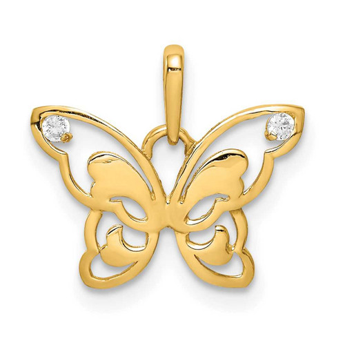 Image of 14K Yellow Gold Polished CZ Butterfly Pendant