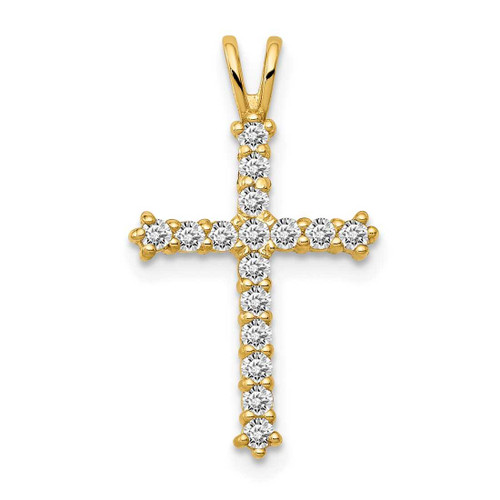 Image of 14K Yellow Gold Polished CZ Cross Pendant