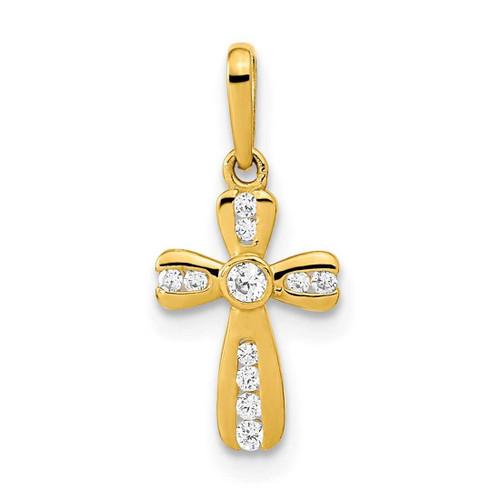 Image of 14K Yellow Gold Polished CZ Cross Pendant XR1968