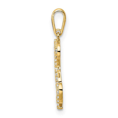 Image of 14K Yellow Gold Polished CZ Puppy Sitting Outline Pendant