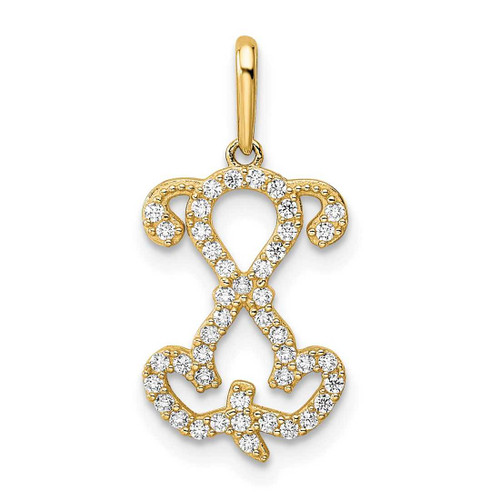 Image of 14K Yellow Gold Polished CZ Puppy Sitting Outline Pendant