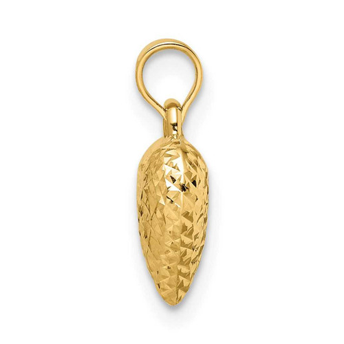 Image of 14K Yellow Gold Polished Diamond-cut Medium Puffed Heart Pendant