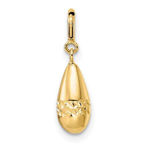 Image of 14K Yellow Gold Polished Diamond-cut Teardrop w/ Spring Ring Clasp Charm