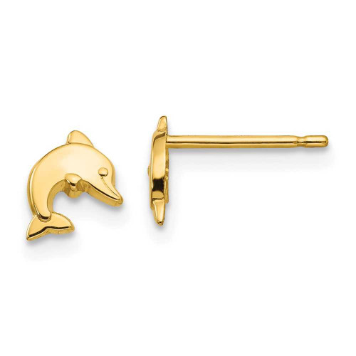 Image of 7mm 14K Yellow Gold Polished Dolphin Stud Post Earrings