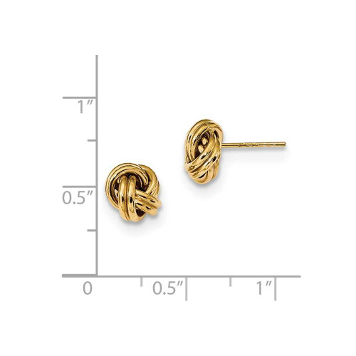 Image of 9mm 14K Yellow Gold Polished Double Love Knot Stud Post Earrings