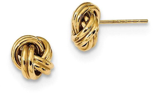 Image of 9mm 14K Yellow Gold Polished Double Love Knot Stud Post Earrings