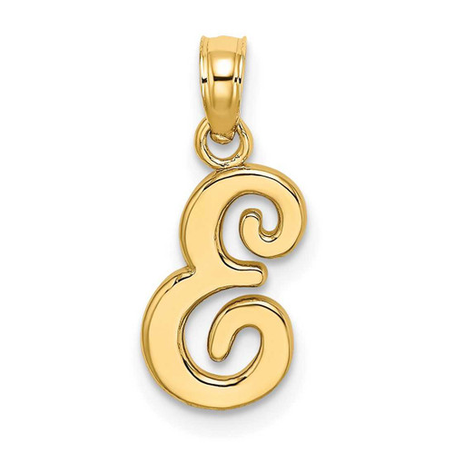 Image of 14K Yellow Gold Polished E Script Initial Pendant