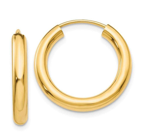 Image of 20mm 14K Yellow Gold Polished Endless Tube Hoop Earrings TF807