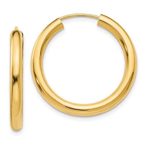Image of 25mm 14K Yellow Gold Polished Endless Tube Hoop Earrings TF808