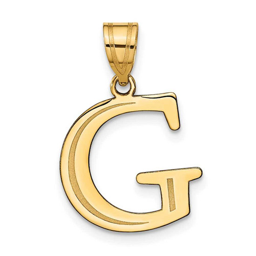 Image of 14K Yellow Gold Polished Etched Letter G Initial Pendant