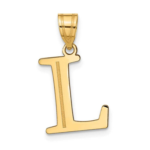 Image of 14K Yellow Gold Polished Etched Letter L Initial Pendant