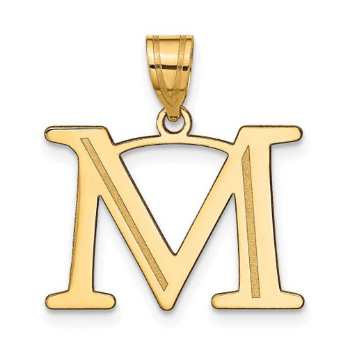Image of 14K Yellow Gold Polished Etched Letter M Initial Pendant
