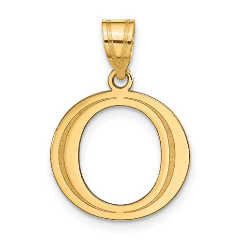 Image of 14K Yellow Gold Polished Etched Letter O Initial Pendant