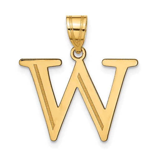 Image of 14K Yellow Gold Polished Etched Letter W Initial Pendant