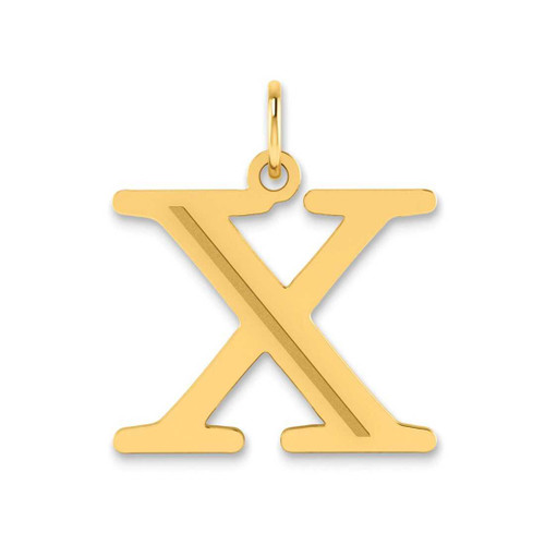Image of 14K Yellow Gold Polished Etched Letter X Initial Pendant
