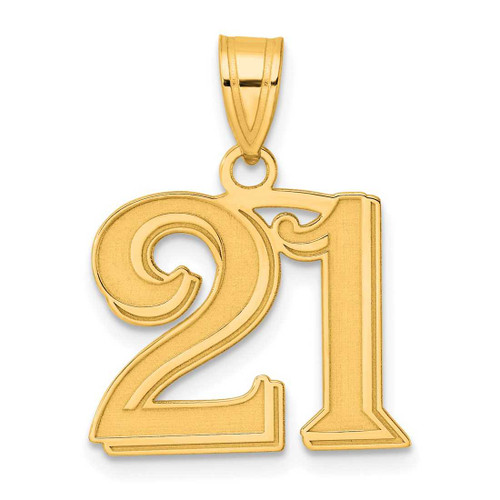 Image of 14K Yellow Gold Polished Etched Number 21 Pendant
