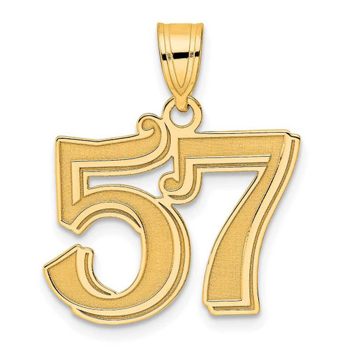 Image of 14K Yellow Gold Polished Etched Number 57 Pendant