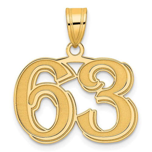 Image of 14K Yellow Gold Polished Etched Number 63 Pendant