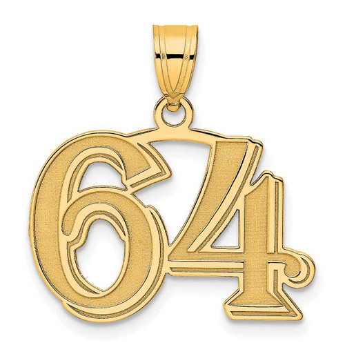 Image of 14K Yellow Gold Polished Etched Number 64 Pendant