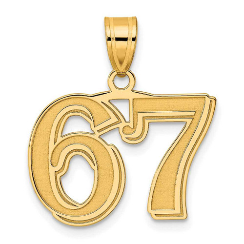 Image of 14K Yellow Gold Polished Etched Number 67 Pendant