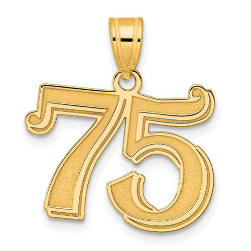 Image of 14K Yellow Gold Polished Etched Number 75 Pendant
