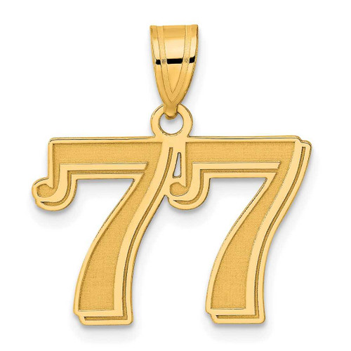 Image of 14K Yellow Gold Polished Etched Number 77 Pendant