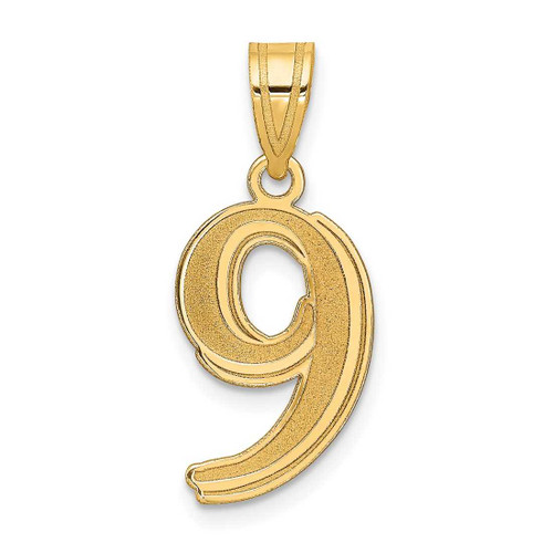 Image of 14K Yellow Gold Polished Etched Number 9 Pendant