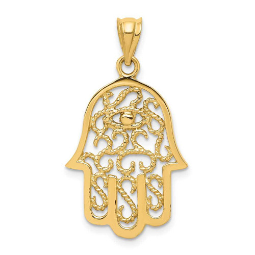 Image of 14K Yellow Gold Polished Filigree Hamsa Pendant