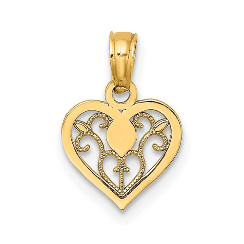Image of 14K Yellow Gold Polished Filigree Heart Pendant
