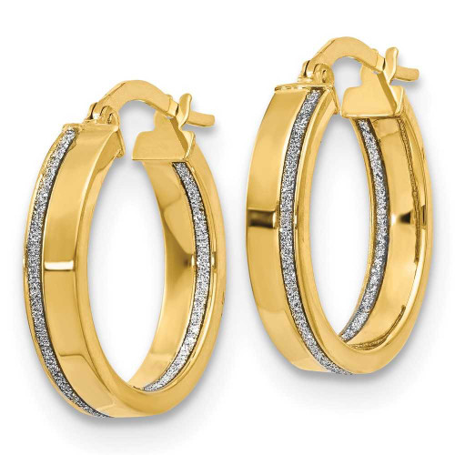 Image of 20.5mm 14K Yellow Gold Polished Glimmer Infused Hoop Earrings LE1518
