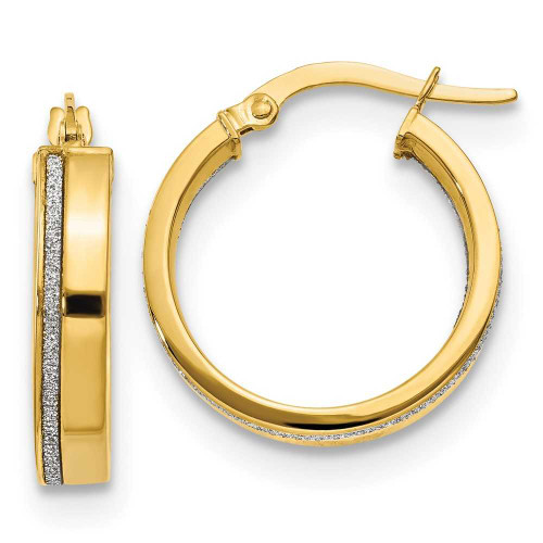 Image of 20.5mm 14K Yellow Gold Polished Glimmer Infused Hoop Earrings LE1518