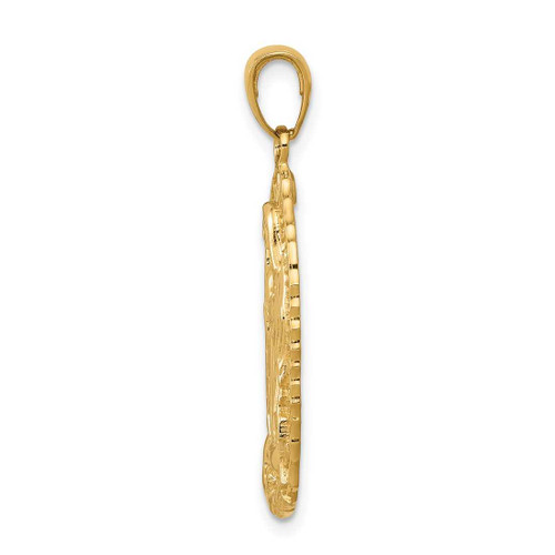 Image of 14K Yellow Gold Polished Guadalupe Oval Disc Engraved Pendant