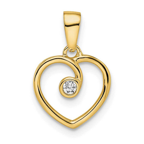 Image of 14K Yellow Gold Polished Heart Diamond Pendant