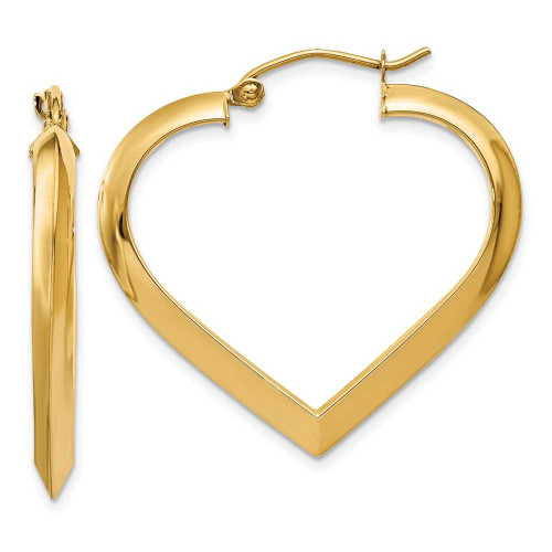 Image of 28mm 14K Yellow Gold Polished Heart Hoop Earrings
