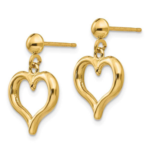 Image of 19mm 14K Yellow Gold Polished Heart Post Dangle Earrings