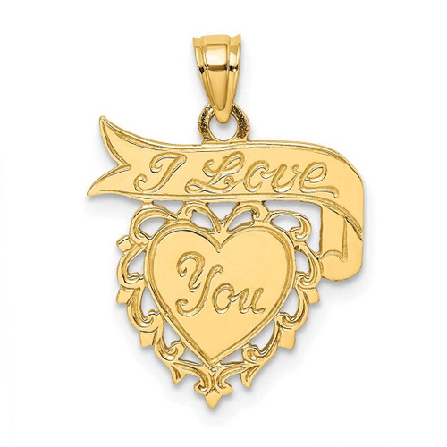 Image of 14K Yellow Gold Polished I Love You Heart with Banner Pendant