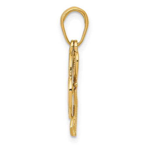 Image of 14K Yellow Gold Polished Key & Heart Shaped Lock Moveable Pendant