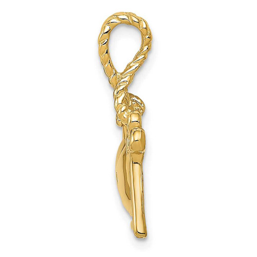 Image of 14K Yellow Gold Polished Key Tied To Heart Lock Pendant