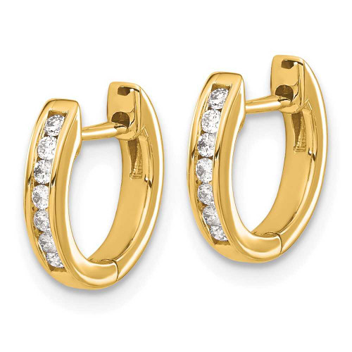 Image of 14K Yellow Gold Polished Lab Grown Diamond Hinged Hoop Earrings