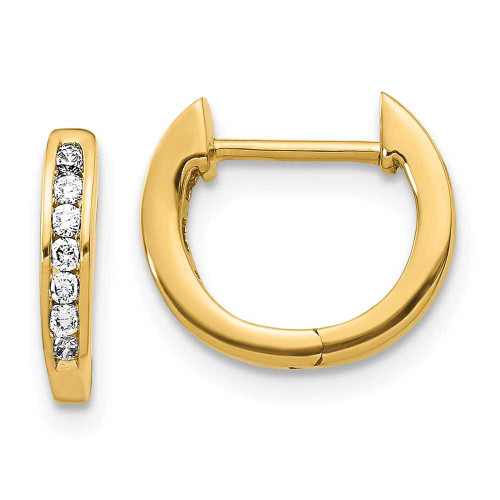 Image of 14K Yellow Gold Polished Lab Grown Diamond Hinged Hoop Earrings
